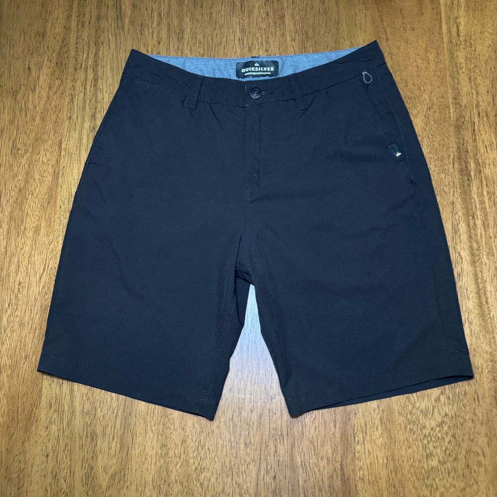 Quiksilver Amphibian Shorts Mens 30 Black Hybrid Surf Swim Shorts Zip Pocket